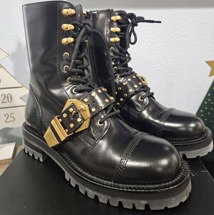 Versace Black and Gold Women's Lug Boots